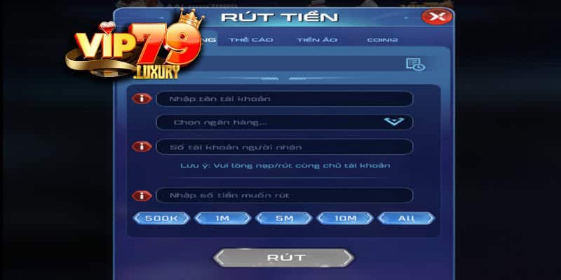 Cách rút tiền VIP79